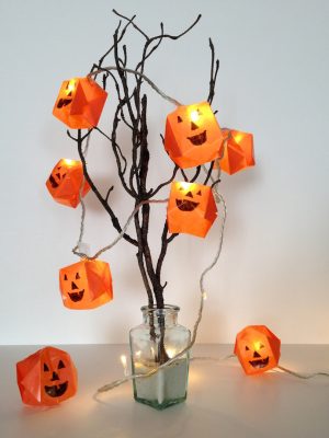 Halloween Lichterkette Origami-Kürbisse