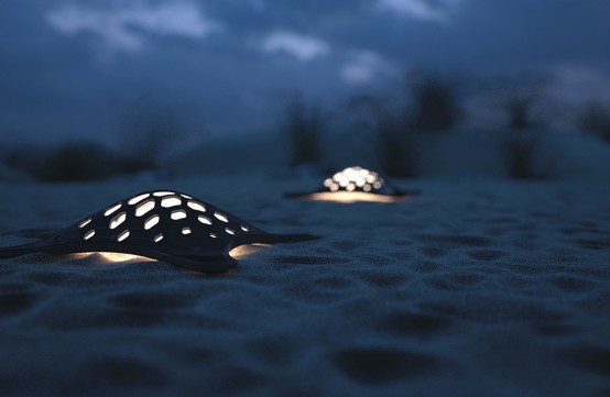 Outdoorlampe im Schildkröten-Look