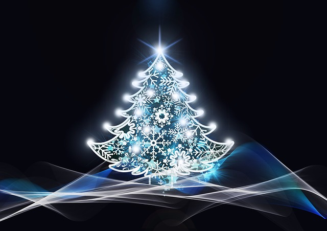 Ein als LED Bild erleuchteter Weihnachtsbaum