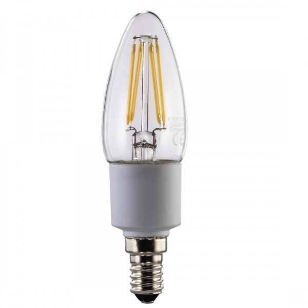 LED-Filament, E14, 470lm ersetzt 40W, Kerzenlampe, Warmweiß, dimmbar
