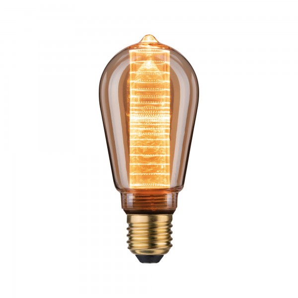 Paulmann LED Vintage-Kolben ST64 Inner Glow E27 Gold mit Innenkolben Ringmuster dimmbar