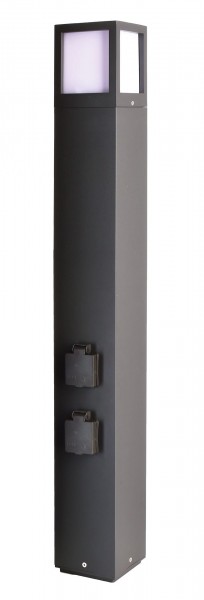 Stehleuchte Facado Socket Dunkelgrau 100 cm E27 Aluminium IP54 inkl 2 Steckdosen