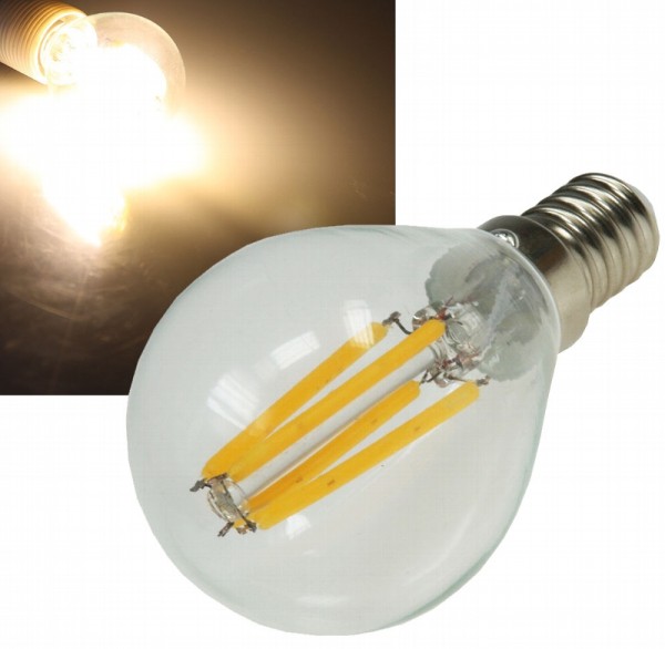 LED Tropfenlampe E14 &quot;Filament T4&quot; 3000k, 360lm, 230V/4W, warmweiß