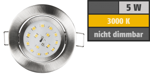 McShine LED Einbauleuchte McShine &#039;&#039;Slim&#039;&#039; 82x28mm, 5W, 400lm, 4000K, Edelstahl gebürstet