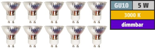 McShine LED-Strahler McShine &#039;&#039;MCOB&#039;&#039; GU10, 5W, 350 lm, warmweiß, dimmbar, 10er-Pack