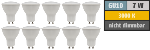 McShine LED-Strahler McShine &#039;&#039;PV-70-10&#039;&#039; GU10, 7W, 540lm, 110°, 3000K,warmweiß, 10er-Pack