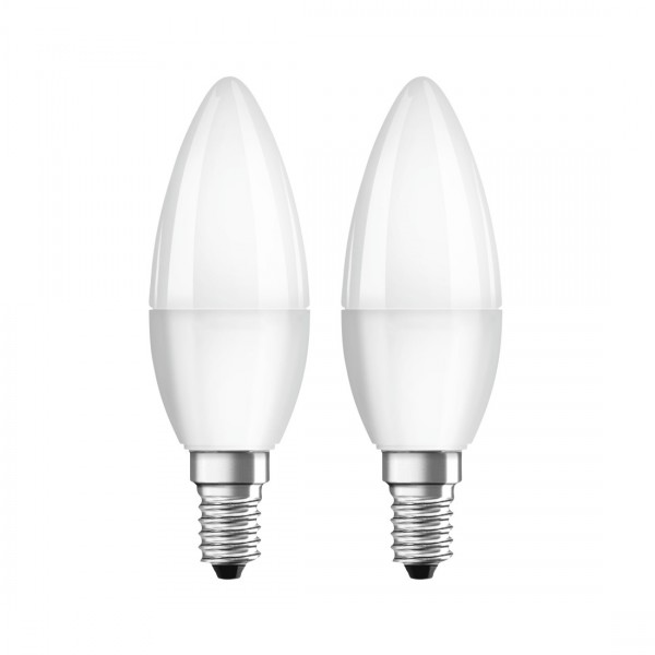 LED-Lampe, E14, 470lm ersetzt 40W, Kerzenlampe, Warmweiß, 2 Stück