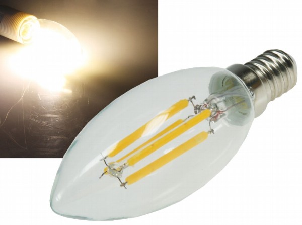 LED Kerzenlampe E14 &quot;Filament K4&quot; 3000k, 360lm, 230V/4W, warmweiß