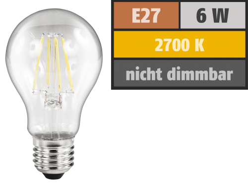 McShine LED Filament Glühlampe McShine &#039;&#039;Filed&#039;&#039;, E27, 6W, 810 lm, warmweiß