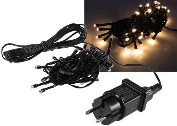 LED Aussen-Lichterkette &quot;CT-ALK040&quot; 4m warmweiß, Kabel schwarz, IP44, 40 LEDs
