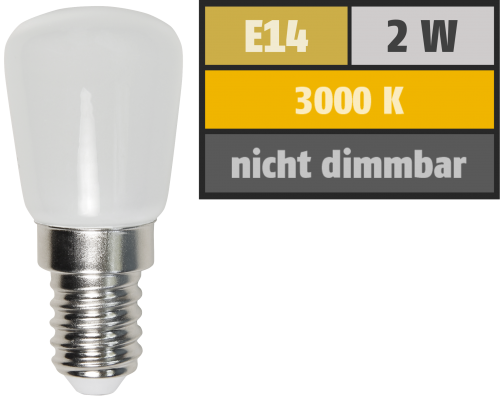 McShine LED Kolbenlampe McShine, E14, 2W, 160lm, 260°, 23x51mm, warmweiß