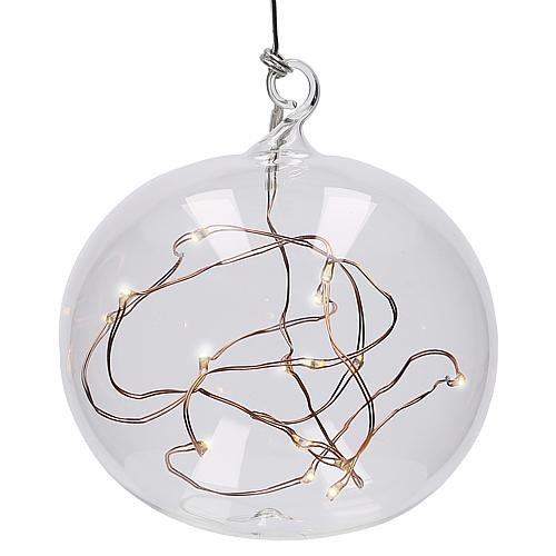 LED-Glaskugel Weihnachtsbaumkugel Warmweiß LED Transparent Mundgeblasenes Glas mit Schalter