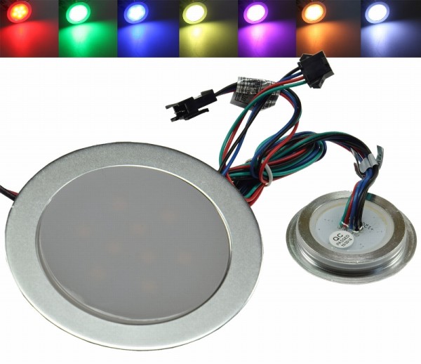 LED Einbauleuchte &quot;EBL Slim RGB&quot; IP67, 6 RGB LEDs, Alu matt, Ø55mm