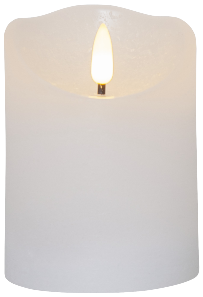 LED Echtwachs-Kerze &#039;&#039;Flamme Rustic&#039;&#039;, weiß, 10x7.5cm, Timer