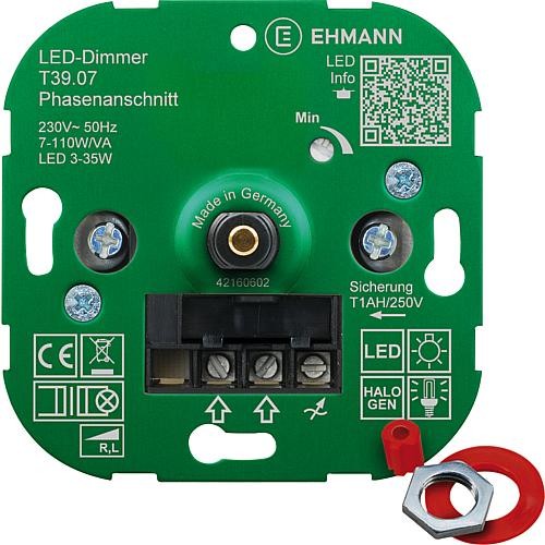 LED UP-Phasenanschnitt-Dimmer T39.07 Druck- Wechsel-Schalter für dimmbare