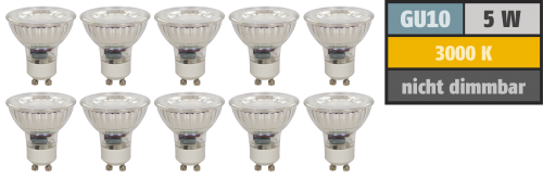 McShine LED-Strahler McShine &#039;&#039;MCOB&#039;&#039; GU10, 5W, 400 lm, warmweiß, 10er-Pack