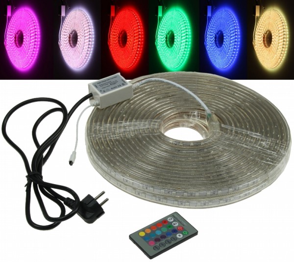 LED-Stripe &quot;RGB-Pro&quot; 230V, 20 Meter IP44, inkl. IR-Fernbedienung