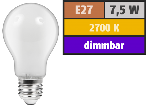 McShine LED Filament Glühlampe McShine &#039;&#039;Filed&#039;&#039;, E27, 7,5W, 720 lm, warmweiß, dimmbar, matt