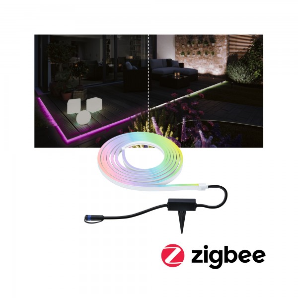 Paulmann Smart Home Zigbee Plug &amp; Shine Smooth Strip RGB Tunable White IP67 22W DC 24V 5m
