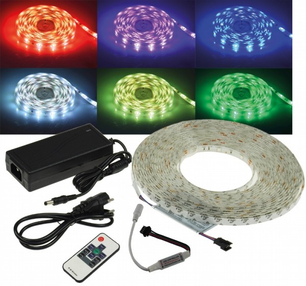 RGB LED-Strip Set RGB-1000 RF 10m Stripe, Netzteil, Funk-Fernbedienung, Gartenleuchten, Außenbeleuchtung