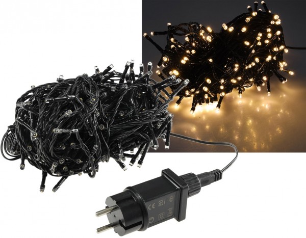 LED Aussen-Lichterkette &quot;CT-ALK200&quot; 20m warmweiß, Kabel schwarz, IP44, 200 LEDs