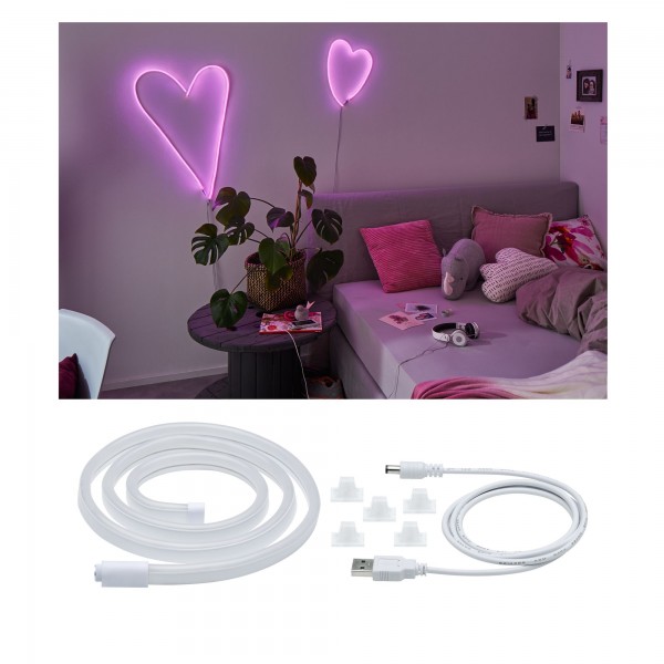Paulmann Neon Colorflex USB Strip Pink 1m 4,5W 5V weiß Kunststoff