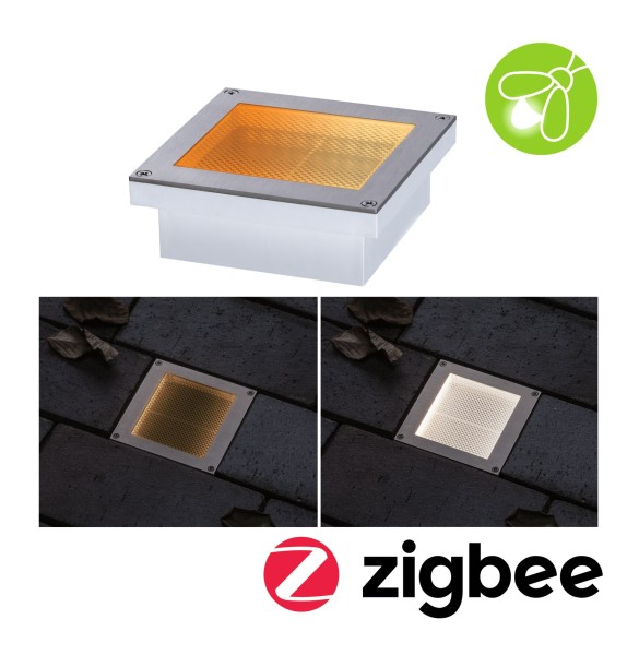 Paulmann Smart Home Zigbee LED Bodeneinbauleuchte Brick Tunable Warm IP67 eckig 100x100mm Tunable Wa