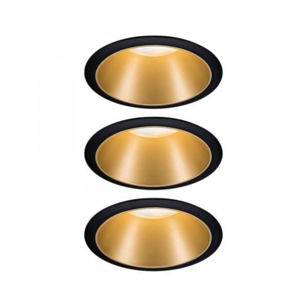 Paulmann EBL Set Cole Coin 3StepDim rd starr LED 3x6,5W 2700K 230V schwarz/gold matt/Kst