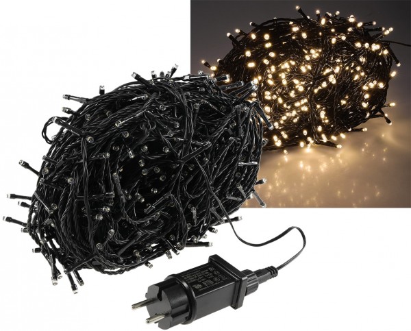 LED Aussen-Lichterkette &quot;CT-ALK600&quot; 60m warmweiß, Kabel schwarz, IP44, 600 LEDs