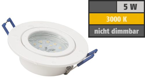 McShine LED-Einbauleuchte McShine &#039;&#039;Flatty&#039;&#039; Ø83mm, 5W, 400lm, warmweiß, IP44