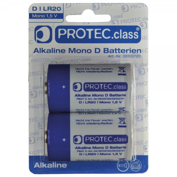 PROTEC.CLASS D Mono Batterien 2er Blister PBAT D-0