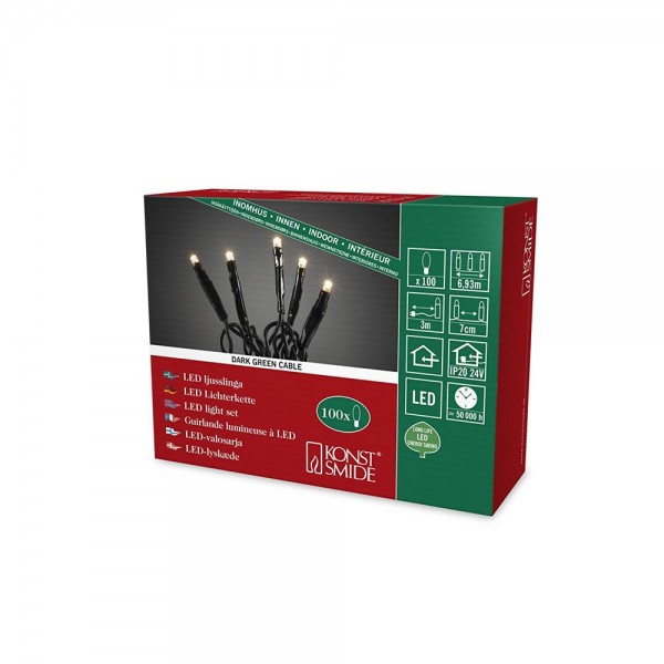 Micro LED-Lichterkette 100 flg. ww, grünes Kab.6354-120