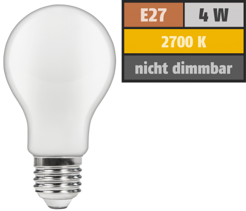 McShine LED Filament Glühlampe McShine &#039;&#039;Filed&#039;&#039;, E27, 4W, 420 lm, warmweiß, matt