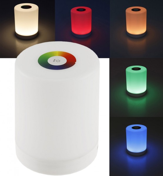 LED Tischleuchte mit Touch-Funktion Li-Akku, Warmweiß + RGB