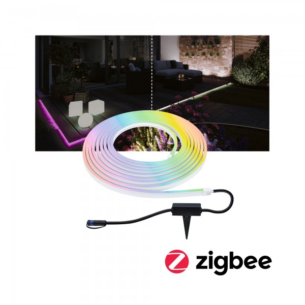 Paulmann Smart Home Zigbee Plug &amp; Shine Smooth Strip RGB Tunable White IP67 39W DC 24V 10m