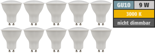 McShine LED-Strahler McShine &#039;&#039;PV-90&#039;&#039; GU10, 9W, 900lm, 120°, 3000K, warmweiß, 10er-Pack