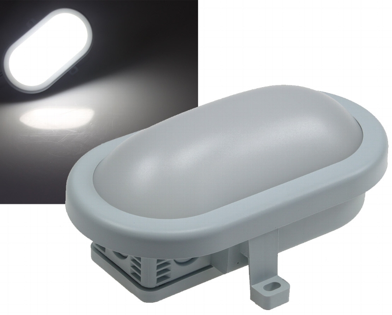 LED Oval-Armatur | mit Lampen 00lm, Kontor | grau 6500K, 10W, Sortiment HF-Sensor REV 168x115x70mm